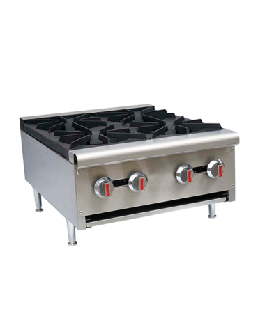 Cocina de acero inoxidable a gas, 4 hornilas