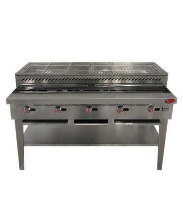 Grill con base angular a gas y carbon